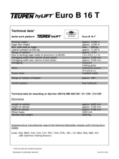 Teupen Euro B 16 T Specifications