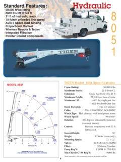 Tiger Cranes 8051 Specifications