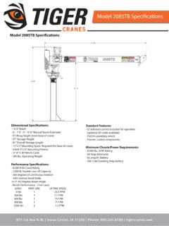 Tiger Cranes 2085TB Specifications