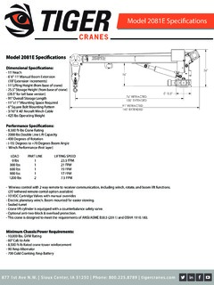 Tiger Cranes 2081E Specifications