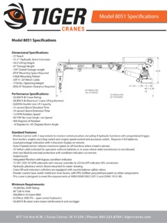 Tiger Cranes 8059 Specifications