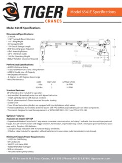 Tiger Cranes 6541E Specifications