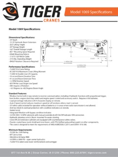 Tiger Cranes 1069 Specifications