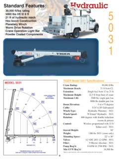 Tiger Cranes 5031 Specifications