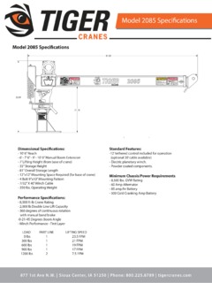 Tiger Cranes 2085 Specifications
