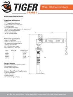 Tiger Cranes 2060 Specifications