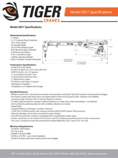 Tiger Cranes 5031 Specifications