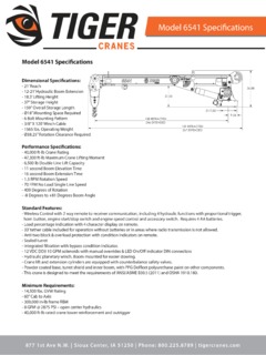 Tiger Cranes 6541 Specifications