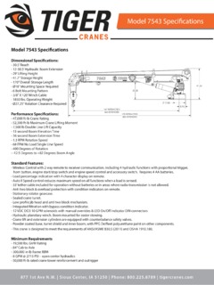 Tiger Cranes 7543 Specifications