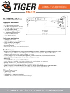 Tiger Cranes 3215 Specifications