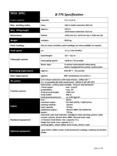 UNIC B-775 Specifications
