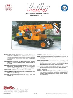 Valla 180 E Specifications