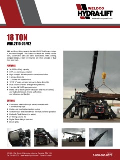 Weldco Hydra-Lift WHL2110-92 Specifications