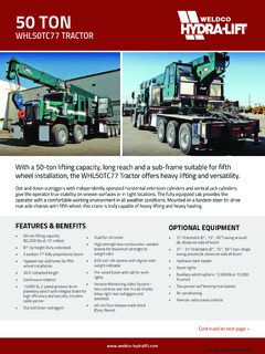 Weldco Hydra-Lift WHL50TC77 TRACTOR Specifications