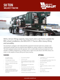 Weldco Hydra-Lift WHL50TC77 TRACTOR Specifications