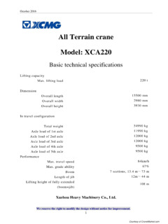 XCMG XCA220 Specifications