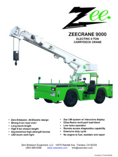Zee Crane 9000 Specifications
