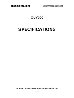 Zoomlion QUY200 Specifications